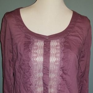 Free People Lace and Pleated Blouse/Size Small